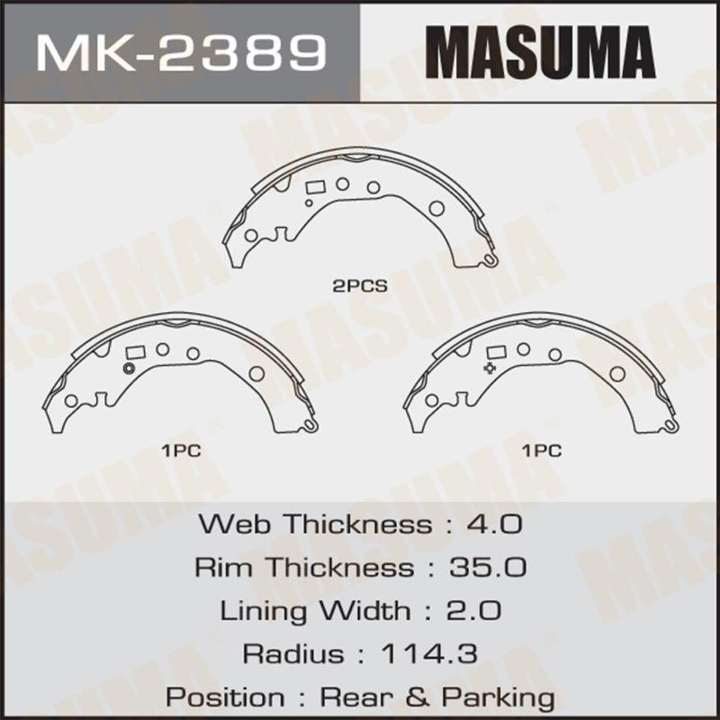 Колодки барабанні MASUMA MK2389