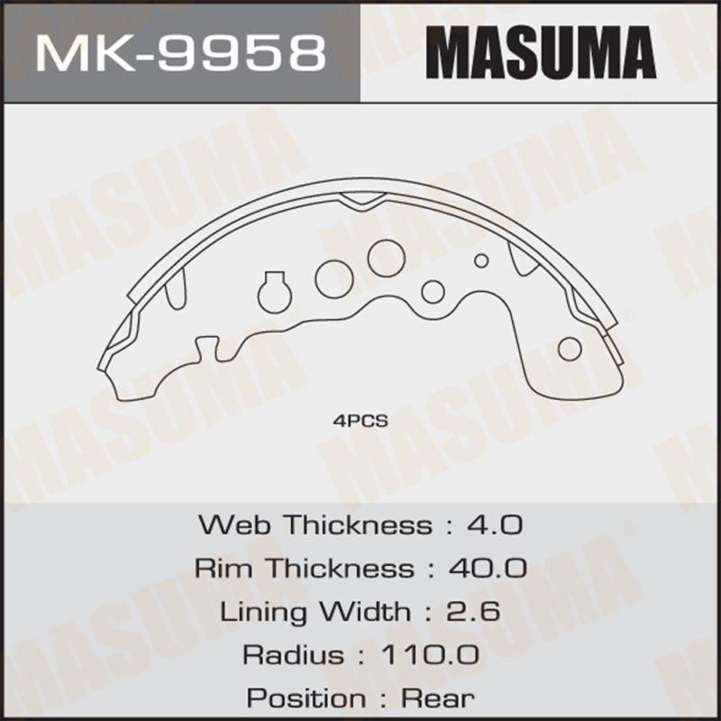 Колодки барабанні MASUMA MK9958