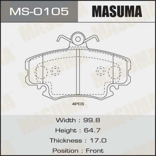 Колодки дискові MASUMA MS0105