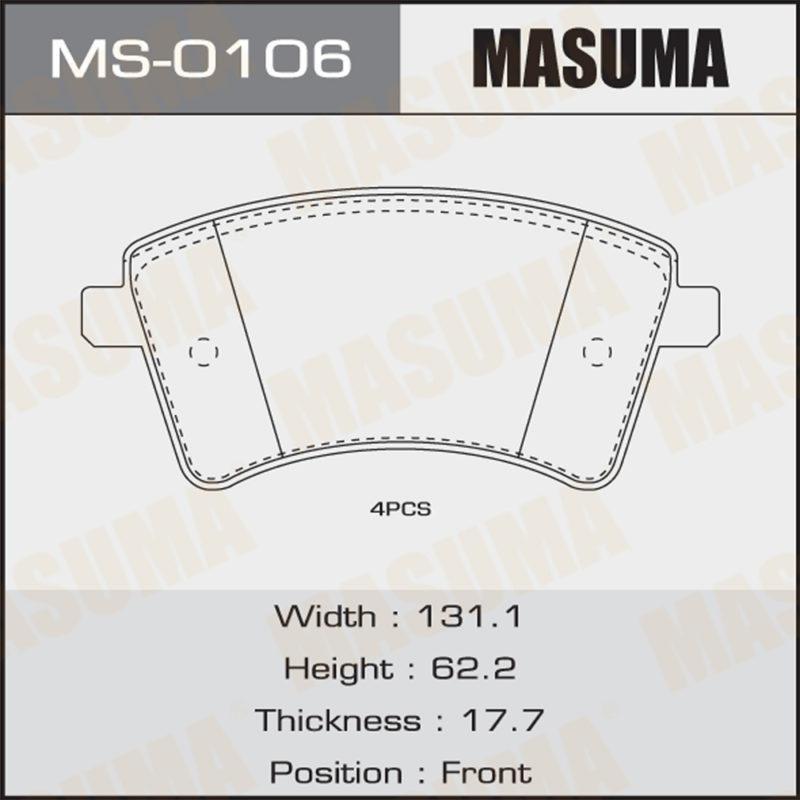 Колодки дискові MASUMA MS0106