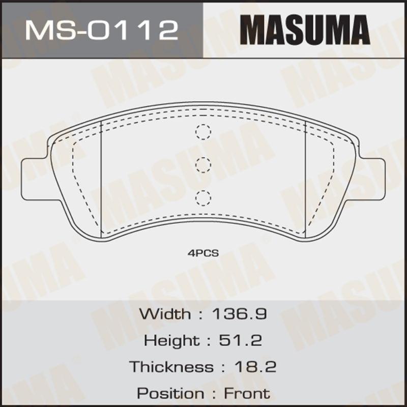 Колодки дискові MASUMA MS0112