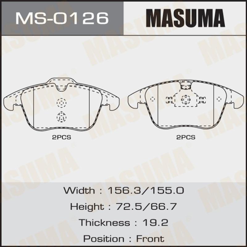 Колодки дискові MASUMA MS0126