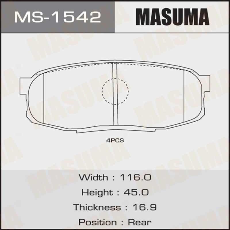 Колодки дискові MASUMA MS1542