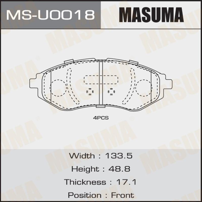 Колодки дискові MASUMA MSU0018