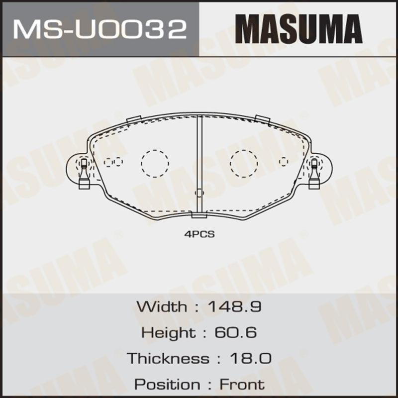 Колодки дискові MASUMA MSU0032