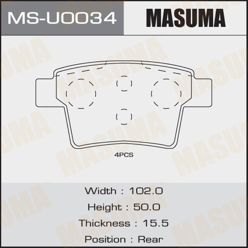 Колодки дисковые MASUMA MSU0034