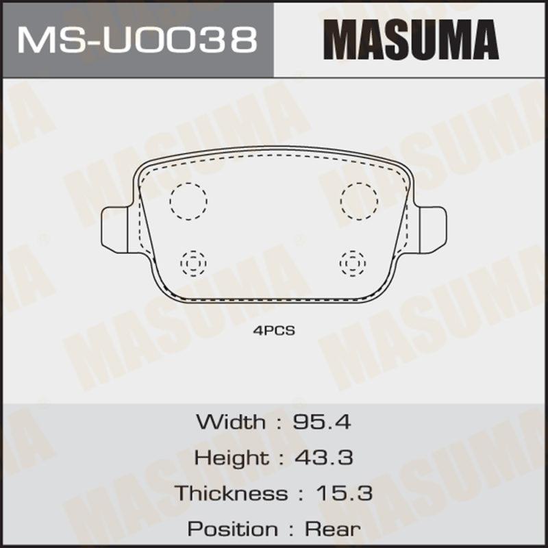 Колодки дискові MASUMA MSU0038